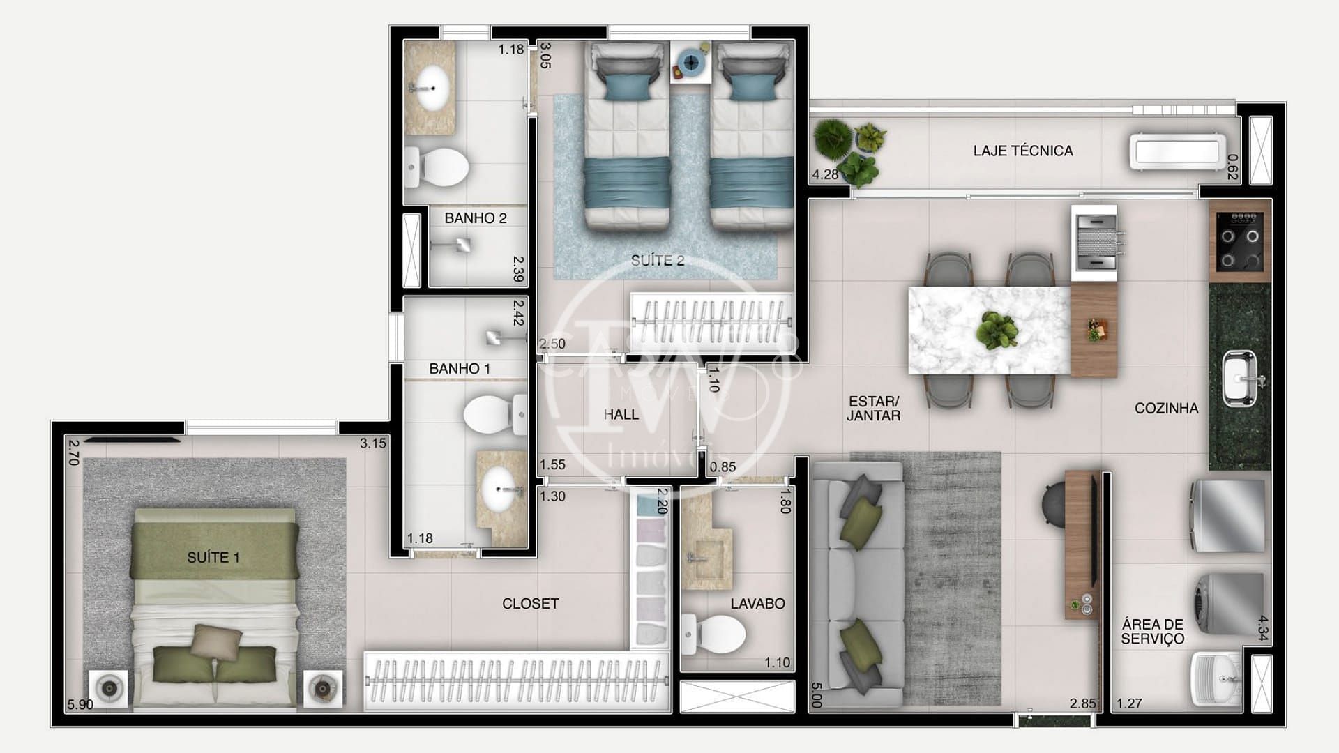 Apartamento à Venda no Setor Bueno – 2 Suítes – 66m² – Rua T-29 – Goiânia