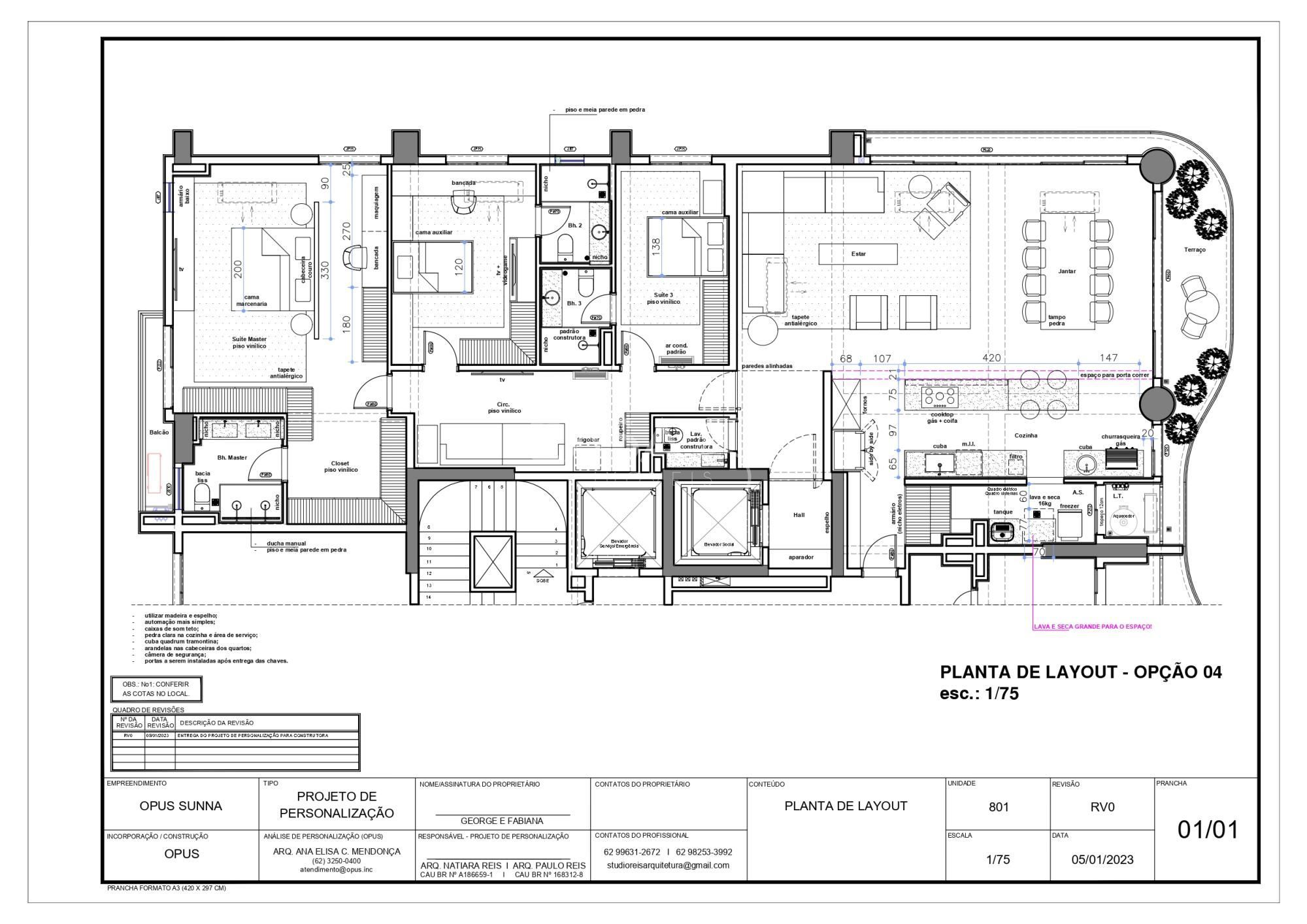 Apartamento de alto padrão no Edifício Sunna Opus.