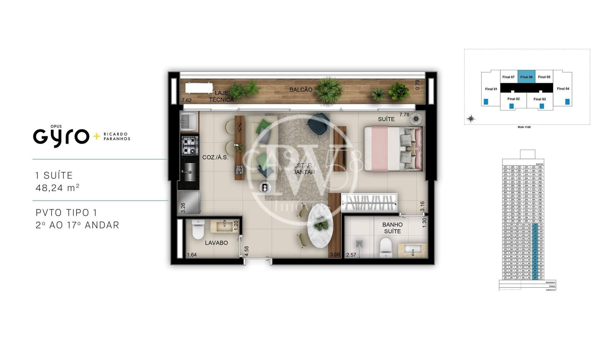 Flat de Alto Padrão no Opus Gyro Ricardo Paranhos – 1 Suíte, 48 m²