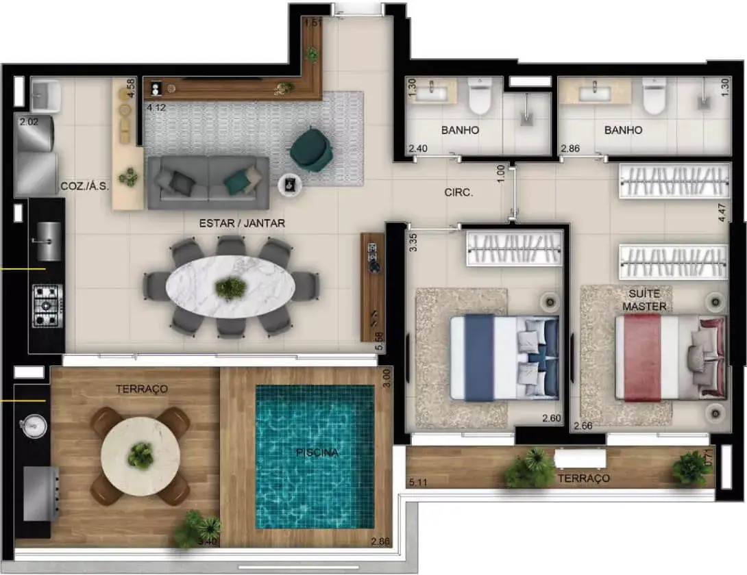 Apartamento à venda no Opus Gyro Ricardo Paranhos / 2 quartos / 1 suíte / 1 vaga / 96 m² / Marista